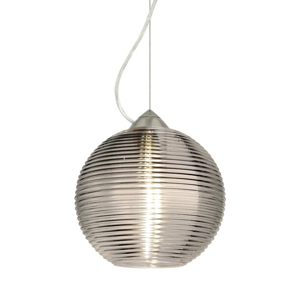 Besa Lighting Kristall 8 Cord Pendant, Smoke, Satin Nickel Finish, 1x9W LED 1KX-461602-LED-SN - main
